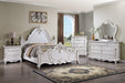 Francione E.King & Queen Bed White & Chrome - Furniture 2 Go- FL