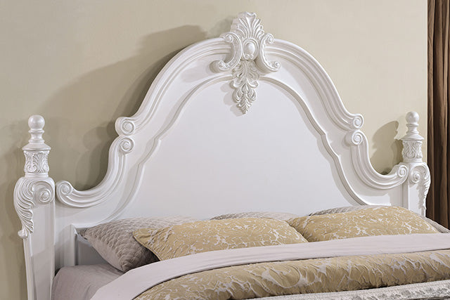 Francione E.King & Queen Bed White & Chrome - Furniture 2 Go- FL