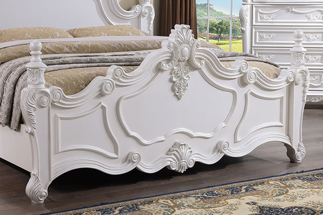 Francione E.King & Queen Bed White & Chrome - Furniture 2 Go- FL