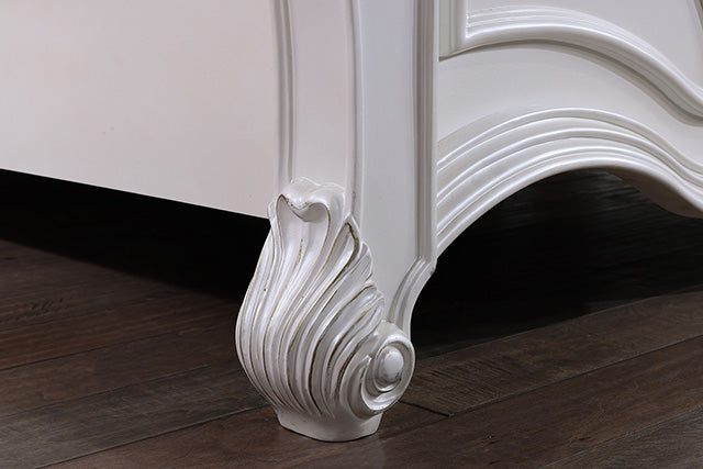 Francione E.King & Queen Bed White & Chrome - Furniture 2 Go- FL