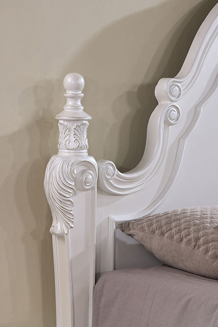 Francione E.King & Queen Bed White & Chrome - Furniture 2 Go- FL