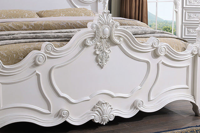 Francione E.King & Queen Bed White & Chrome - Furniture 2 Go- FL