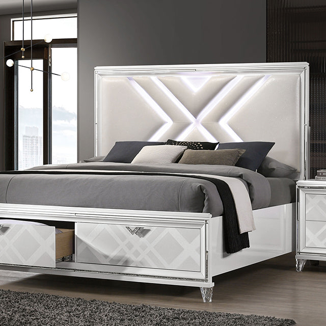 Emmeline 4 & 5 Piece Queen Bedroom Set Gray & White - Furniture 2 Go- FL